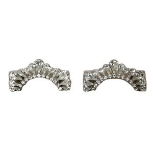 Vintage Sterling  JAY FLEX Rhinestone Shoe Clips Ear cuff Pair MCM 50's Bridal